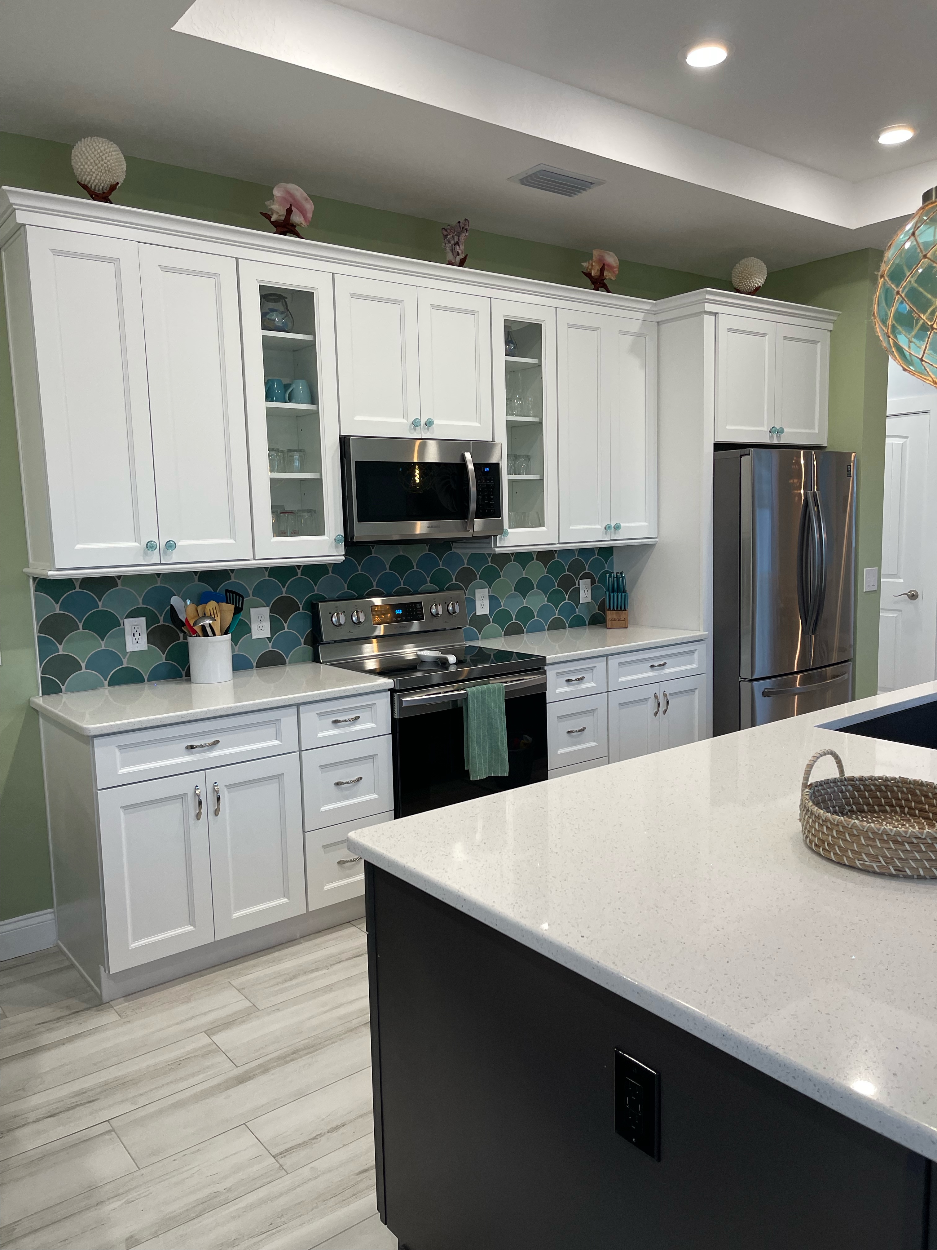 Kitchen cabinets and cooking area